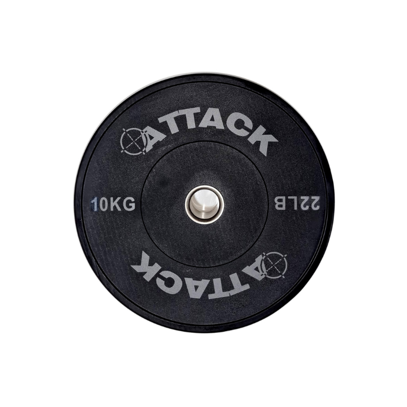 Dark Slate Gray ATTACK Fitness Olympic Solid Rubber Bumper Plates - Black (5-20kg) Individual Plate / 10kg Black - 450mm