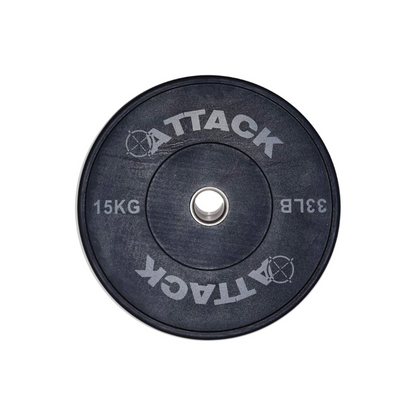 Dark Slate Gray ATTACK Fitness Olympic Solid Rubber Bumper Plates - Black (5-20kg) Individual Plate / 15kg Black - 450mm