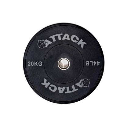 Dark Slate Gray ATTACK Fitness Olympic Solid Rubber Bumper Plates - Black (5-20kg) Individual Plate / 20kg Black - 450mm