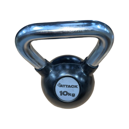 Dark Slate Gray ATTACK Fitness Rubber Kettlebell With Chrome Handle (4-24kg) - Black Individual Kettlebell / 10kg Black