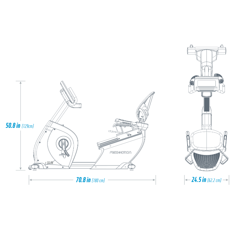 Gray FREEMOTION 10 SERIES r10.9b Recumbent Bike LED-220V/Self Powered