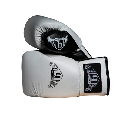 Dark Gray HATTON Boxing Sparring Gloves - Leather With Lace Up or Velcro Options (Pair) Lace Up Glove - White / 16 oz,Lace Up Glove - White / 14 oz,Lace Up Glove - White / 12 oz,Lace Up Glove - White / 10 oz,Lace Up Glove - White / 8 oz