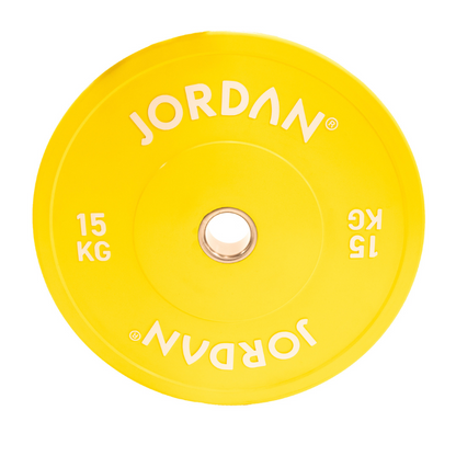 Gold JORDAN HG Rubber Bumper Plates - Coloured (5kg-25kg) Individual Plate / 15kg Rubber Bumper Plate - Yellow
