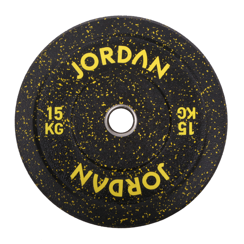 Dark Slate Gray JORDAN HG Black Rubber Bumper Plates - Coloured Fleck (5kg-25kg) Individual Plate / 15kg Fleck Coloured  Rubber Bumper Plate - Yellow