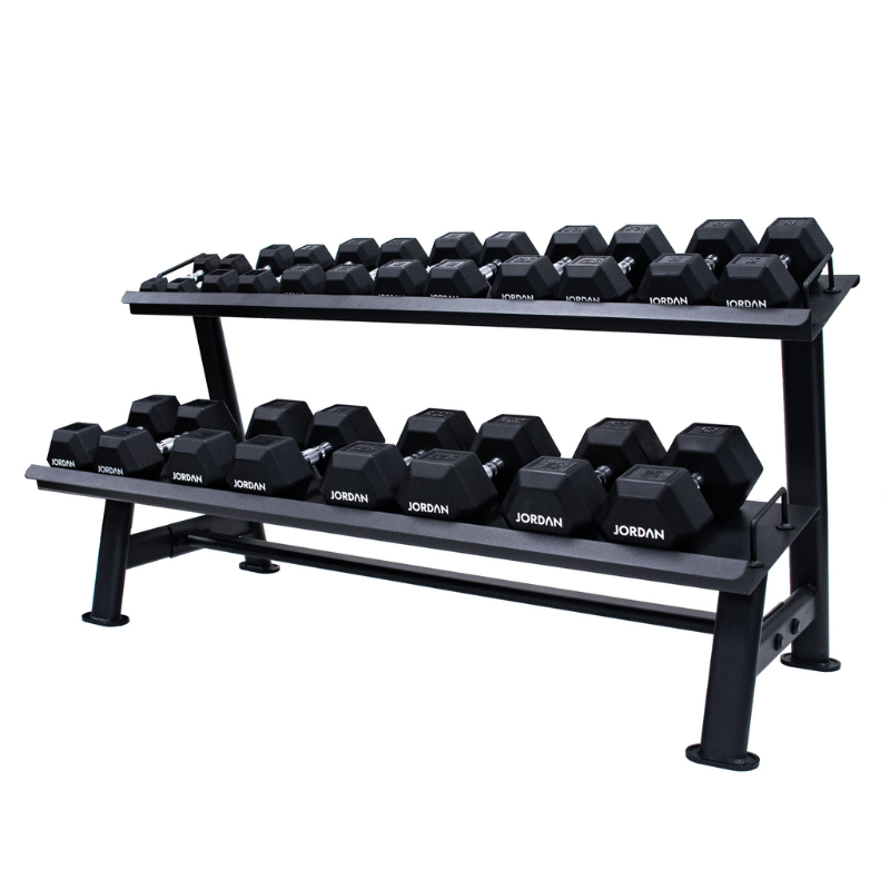 Black JORDAN Hex Dumbbell Rack 10 Pair (2 Tier),12 Pair (3 Tier)