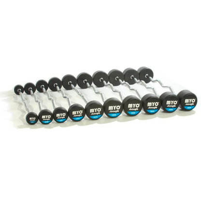 Dark Slate Gray MYO Strength Urethane Barbell Sets - Straight / Curl [EZ] Bar Options EZ / Curl Bar 10kg - 50kg (10 Bar Set)