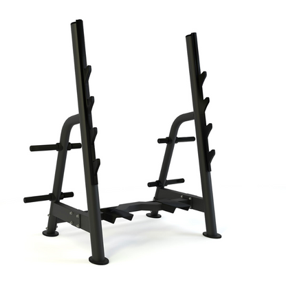White Smoke PULSE Fitness Classic Olympic 4 in 1 Rack - With Disc Storage and Adjustable Bench [Black]