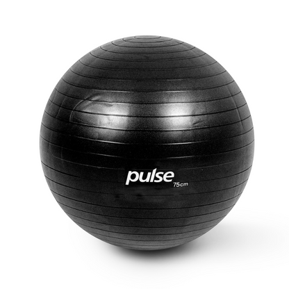 Dark Slate Gray PULSE Fitness Classic Swiss Ball - Colour Coded and Anti-Burst [55 - 75cm] Individual Ball / 75cm Swiss Ball (Black)