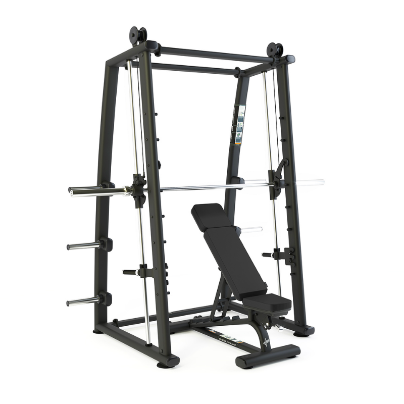 Dark Slate Gray PULSE Fitness Club Line Counterbalanced Smith Machine With Optional Adjustable Bench - Sand Black Add Adjustable Incline Bench