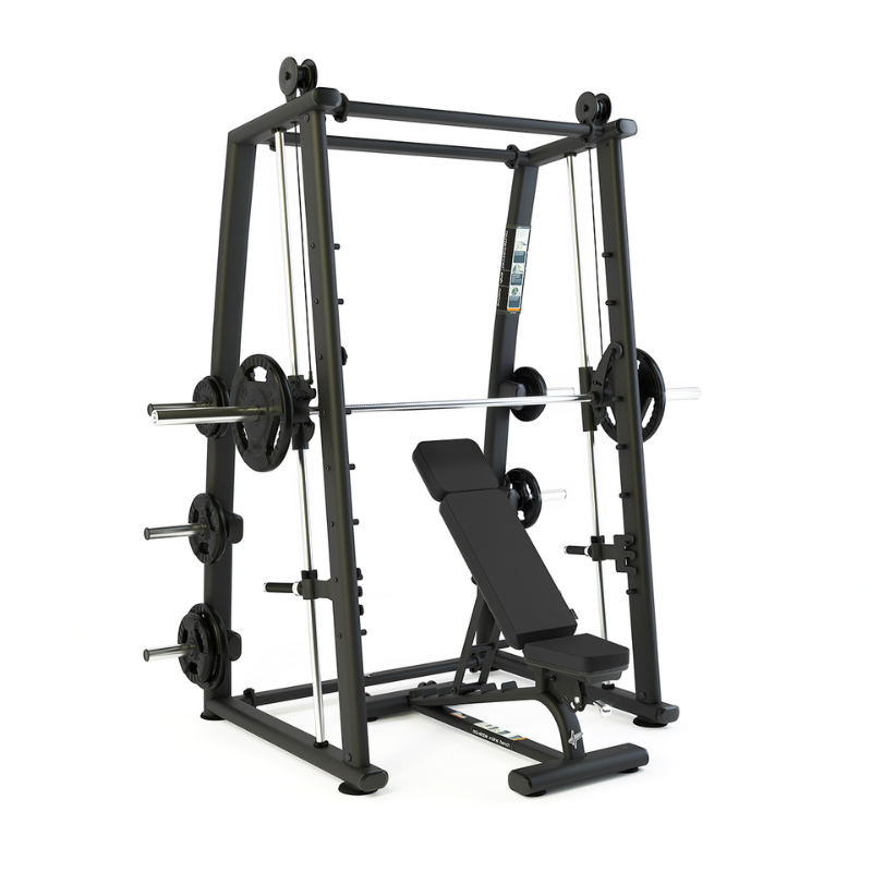 Dark Slate Gray PULSE Fitness Club Line Counterbalanced Smith Machine With Optional Adjustable Bench - Sand Black Add Adjustable Incline Bench,Counterbalance Smith Machine Only