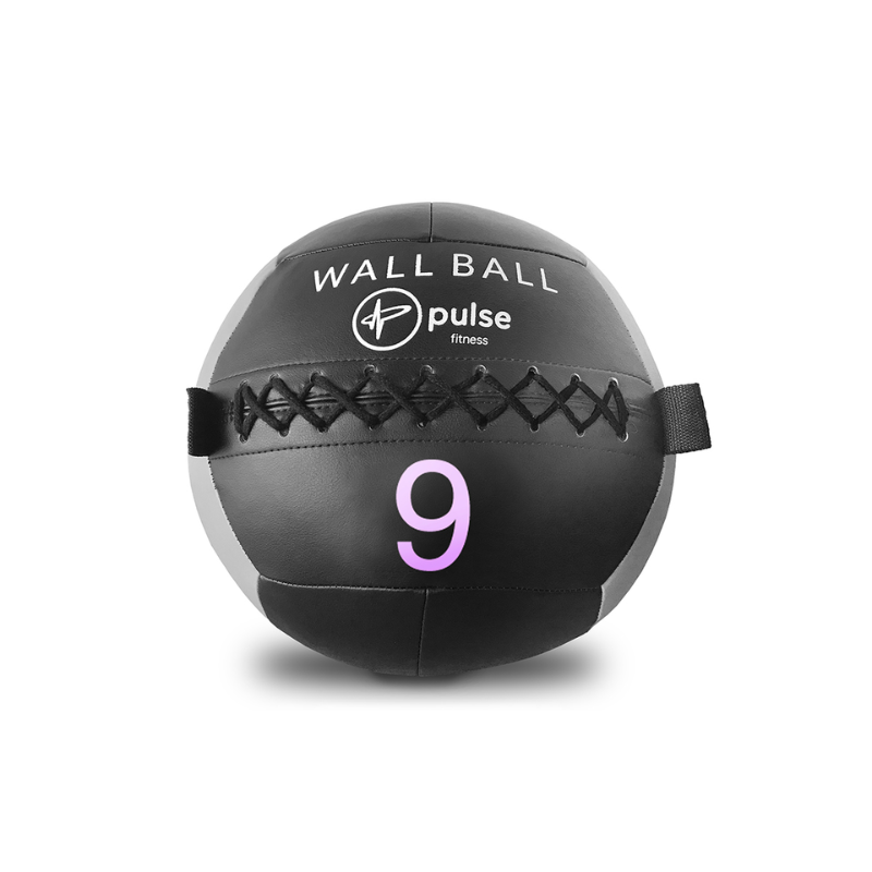 Dark Slate Gray PULSE Fitness Club Line Wall Ball - Tactile Soft Vinyl with Double Stitched Seams [2 - 15kg] Individual Ball / 9kg Ball