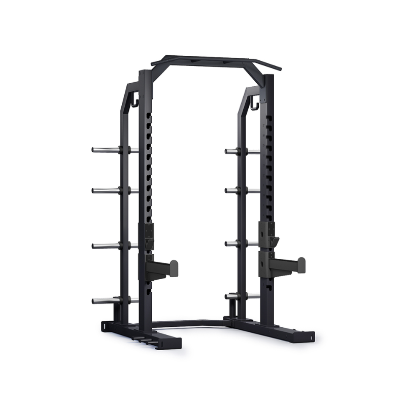 Dark Slate Gray PULSE Fitness Premium Half Rack with Optional Lifting Platform Add On [2.4×1.5M] - Sand Black Premium Half Rack ONLY / No Platform